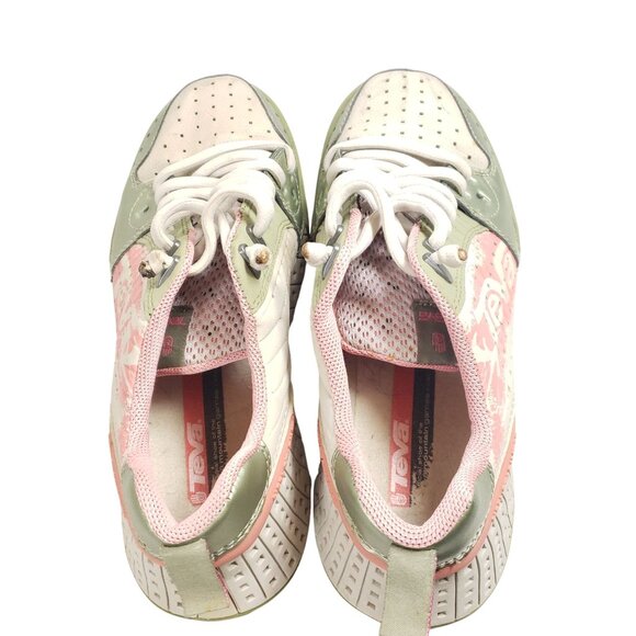Teva Womens Size 8 Athletic Sneakers Pastel Green & Pink Breathable - Picture 7 of 9